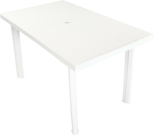 VidaXL Tuintafel 126x76x72 cm kunststof wit