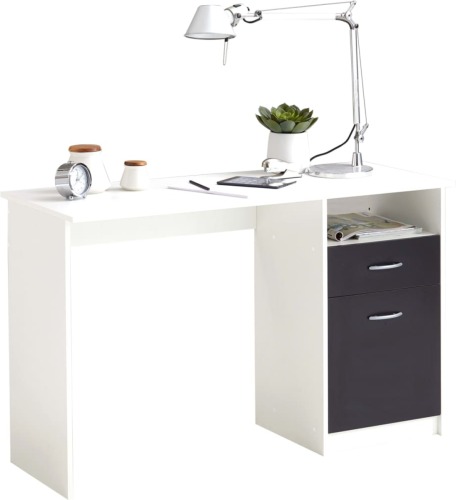 FMD Bureau met 1 lade 123x50x76,5 cm wit en zwart