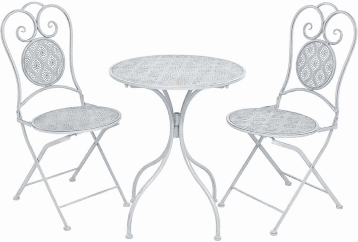 VidaXL 3-delige Bistroset staal grijswit