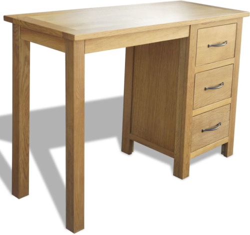 VidaXL Bureau met 3 lades 106x40x75 cm massief eikenhout