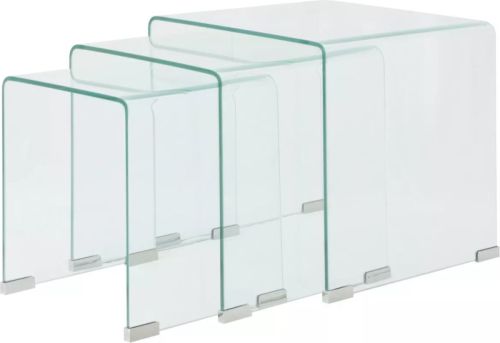 VidaXL Bijzettafel set 3-dlg transparant gehard glas