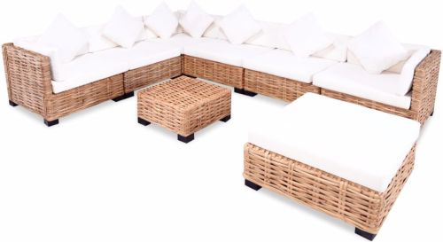 VidaXL Loungeset natuurlijk rattan 27-delig