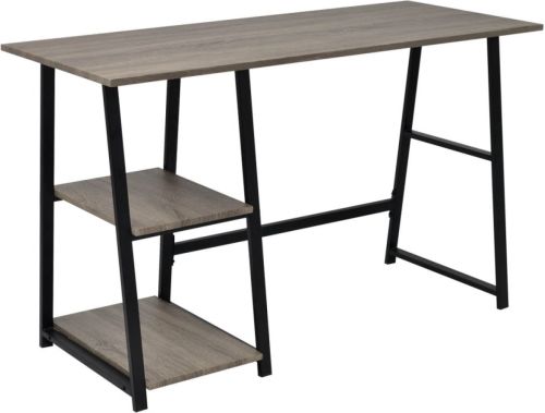 VidaXL Bureau met 2 schappen grijs en eikenkleurig