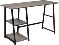 VidaXL Bureau met 2 schappen grijs en eikenkleurig