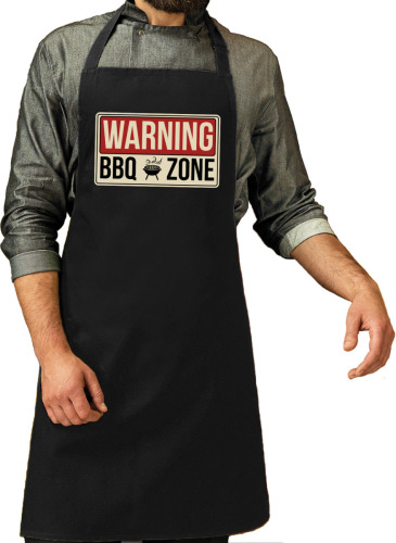 Bellatio Decorations Schort warning bbq zone zwart voor heren