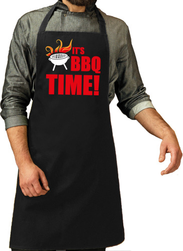 Bellatio Decorations Schort meat its bbq time zwart voor heren