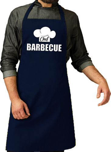Bellatio Decorations Schort chef barbecue navy voor heren - barbecue schorten