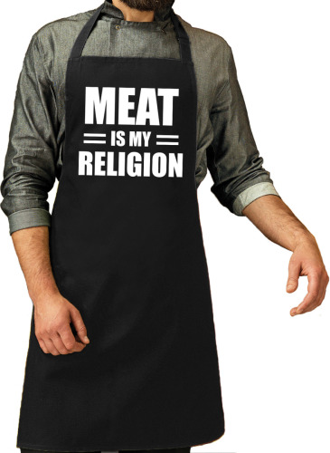 Bellatio Decorations Schort meat is my religion zwart voor heren