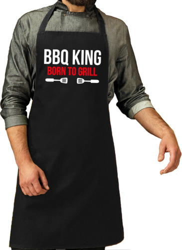 Bellatio Decorations Schort bbq king born to grill zwart voor heren