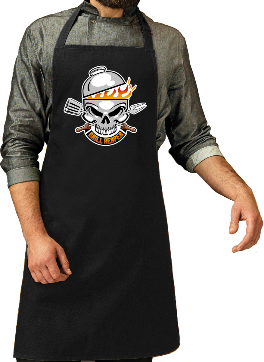 Bellatio Decorations Schort grill reaper zwart voor heren