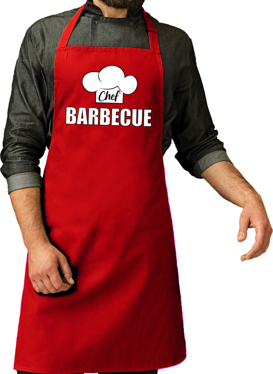 Bellatio Decorations Schort chef barbecue rood voor heren - barbecue schorten
