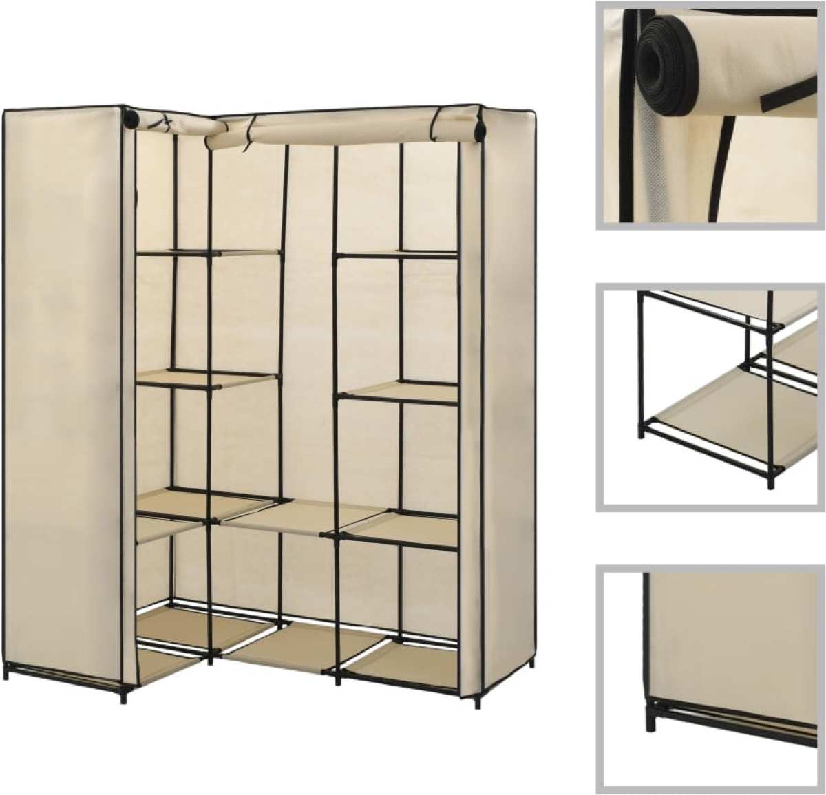 VidaXL Hoekkledingkast 130x87x169 cm crème