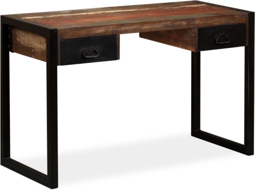 VidaXL Bureau met 2 lades 120x50x76 cm massief gerecycled hout