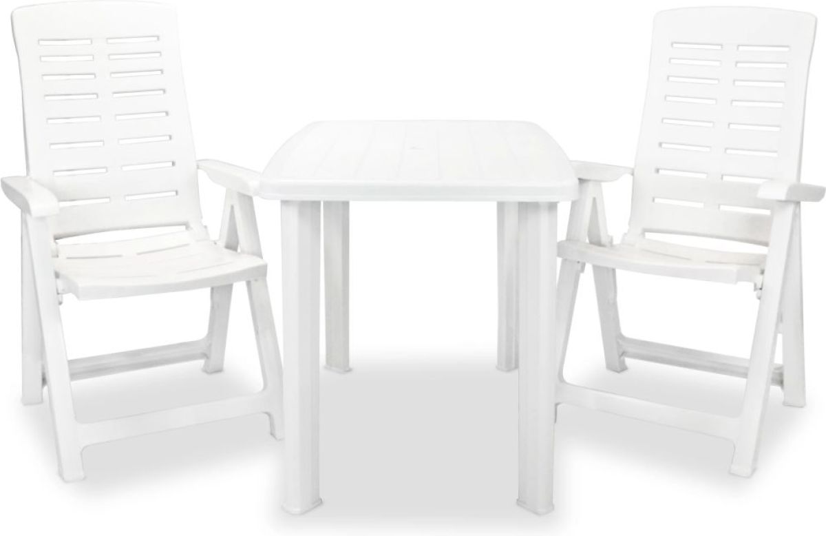 VidaXL 3-delige Bistroset kunststof wit