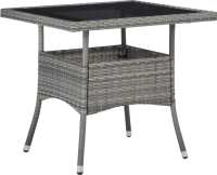 VidaXL Tuintafel poly rattan en glas grijs