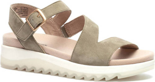 Scapino Softline comfort suède sandalen lichtkaki