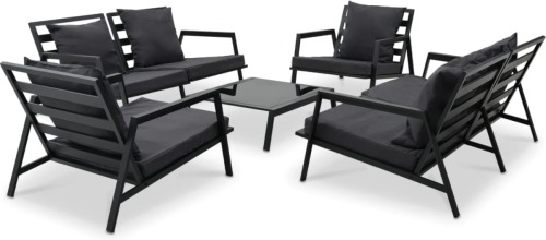 VidaXL 5-delige Loungeset met kussens aluminium donkergrijs