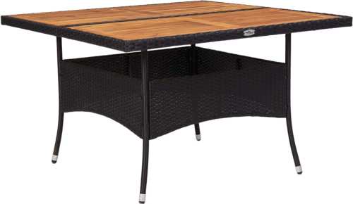 VidaXL Tuintafel poly rattan en massief acaciahout zwart