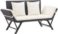 VidaXL Tuinbank met kussens 176 cm poly rattan zwart
