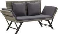VidaXL Tuinbank met kussens 176 cm poly rattan grijs