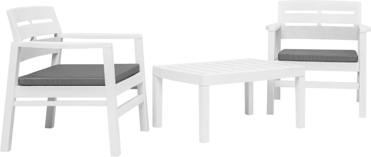 VidaXL 3-delige Loungeset kunststof wit