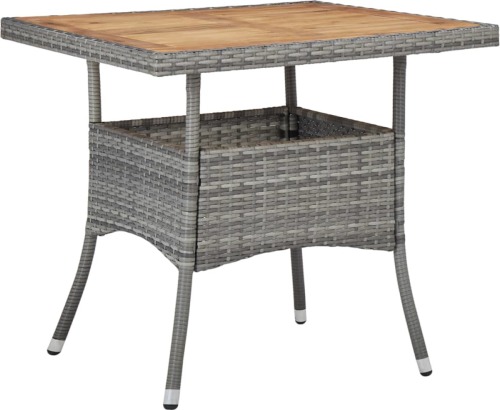 VidaXL Tuintafel poly rattan en massief acaciahout grijs