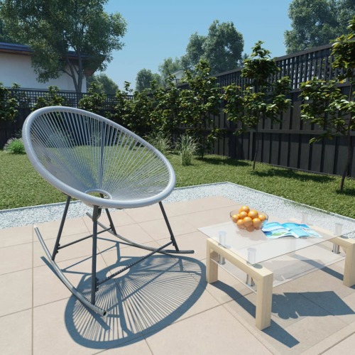 VidaXL Tuinmaanstoel schommelend poly rattan grijs