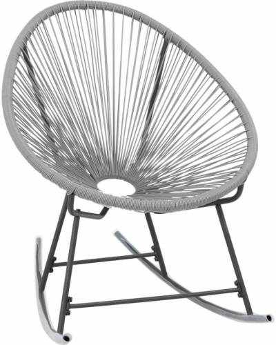 VidaXL Tuinmaanstoel schommelend poly rattan grijs