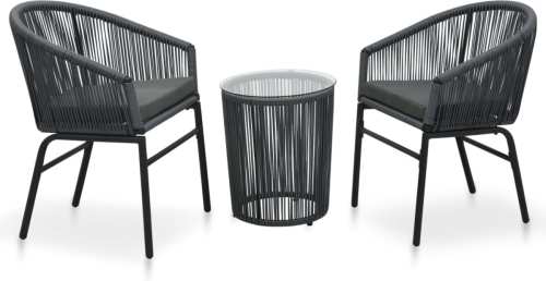 VidaXL 3-delige Bistroset met kussens PVC-rattan antraciet