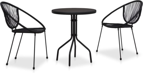 VidaXL 3-delige Bistroset PVC-rattan zwart