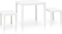 VidaXL Tuintafel met 2 banken kunststof wit