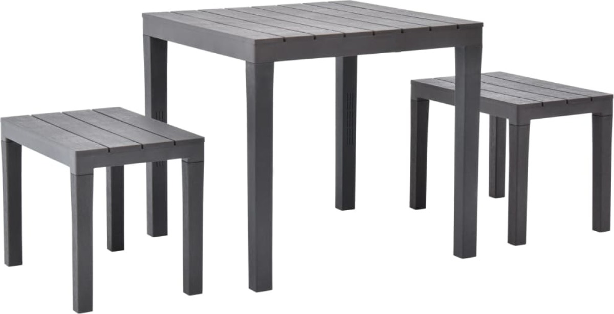 VidaXL Tuintafel met 2 banken kunststof bruin