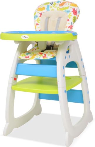 VidaXL Kinderstoel met blad 3-in-1 verstelbaar blauw en groen