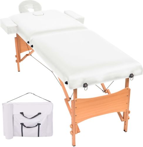 VidaXL Massagetafel 10 cm dik 2 zones inklapbaar wit