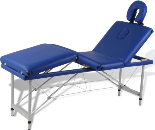 VidaXL Massagetafel inklapbaar met aluminium frame (vier delen / blauw)