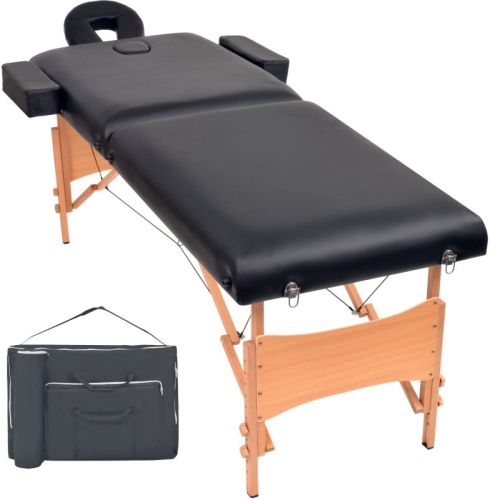 VidaXL Massagetafel inklapbaar 2 zones 10 cm dik zwart