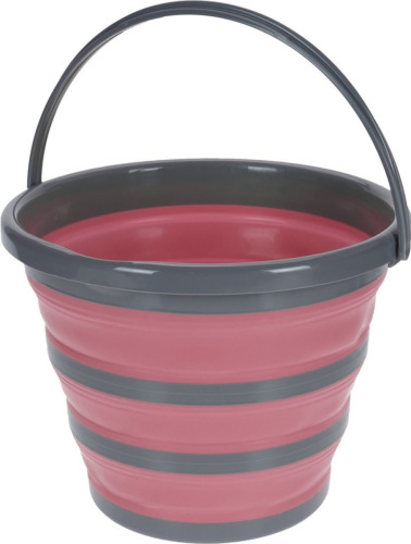 Merkloos Compacte opvouwbare/inklapbare emmer roze/grijs 10 liter camping/vis emmer