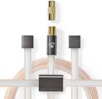 Nedis FM Dipool Antenne Set | IEC (Coax) + Coax Adapter: Male - Male | 2.0 m | Transparant - Grijs