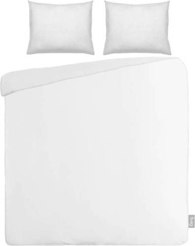 Merkloos iSeng Uni dekbedovertrek - 1-persoons (140x200/220 cm + 1 sloop) - Percal katoen - White