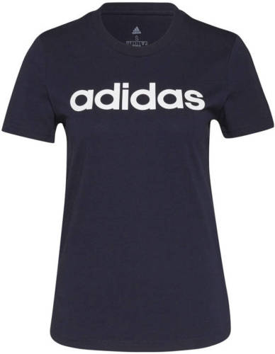 adidas Performance sport T-shirt donkerblauw/wit