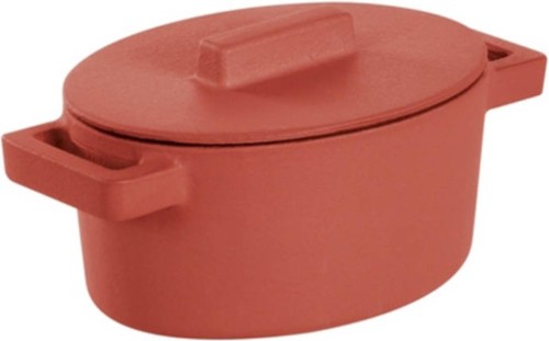 Sambonet Terra.Cotto braadpan - ovaal - incl. deksel - 13 x 10 cm - paprika