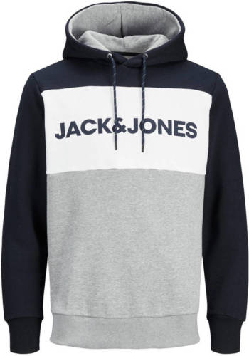 Jack & Jones ESSENTIALS hoodie donkerblauw/grijs/wit