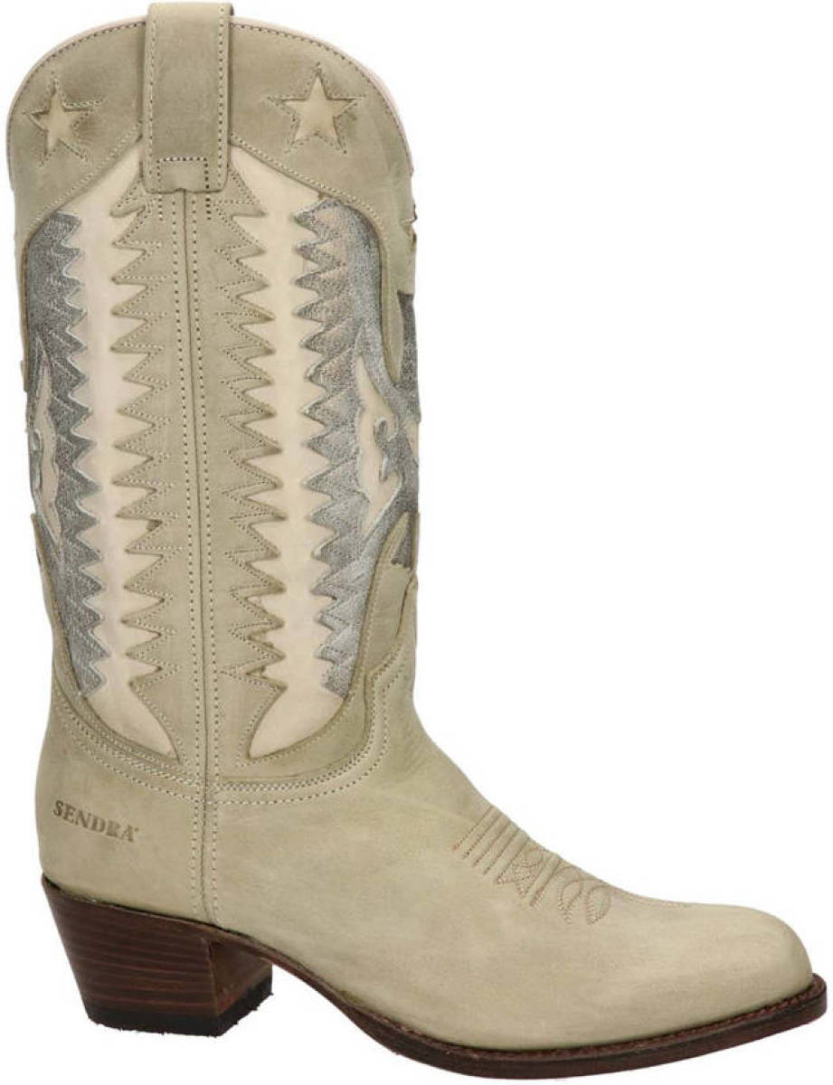Sendra Debora Insa leren cowboylaarzen beige/ecru