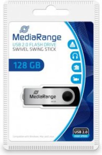 MediaRange MR913 128GB USB 2.0 Capacity Zwart, Zilver USB flash drive