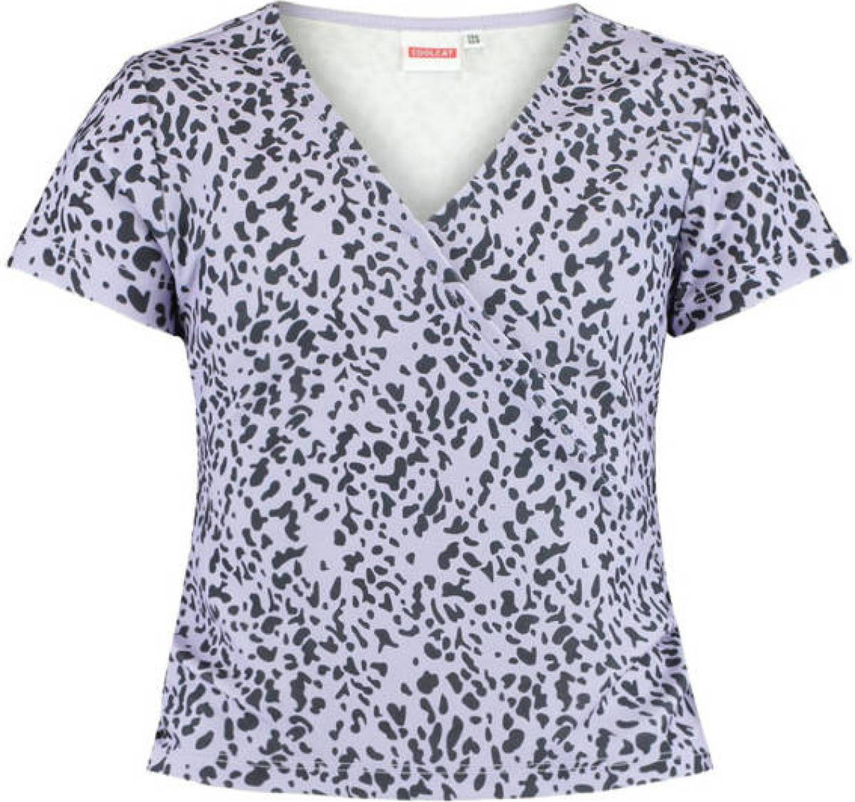 CoolCat Junior T-shirt Eila met all over print en overslag detail lila/zwart