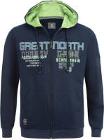 Jan Vanderstorm sweatvest STORR Plus Size met tekst donkerblauw