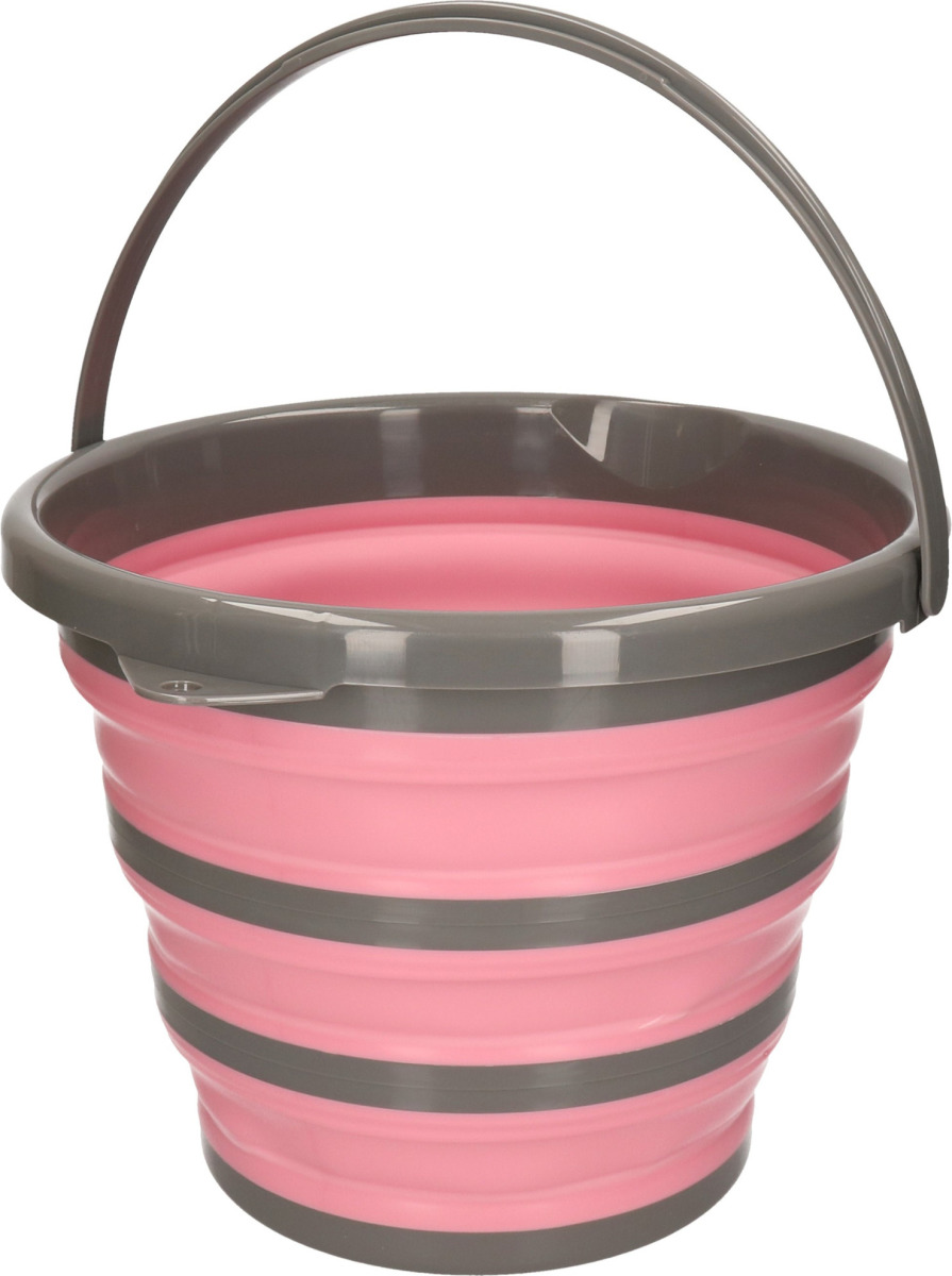 Bellatio Decorations Opvouwbare emmer roze/grijs 10 liter