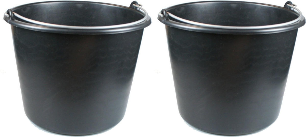 Merkloos 2x stuks stevige huishoudemmer / emmer 20 liter