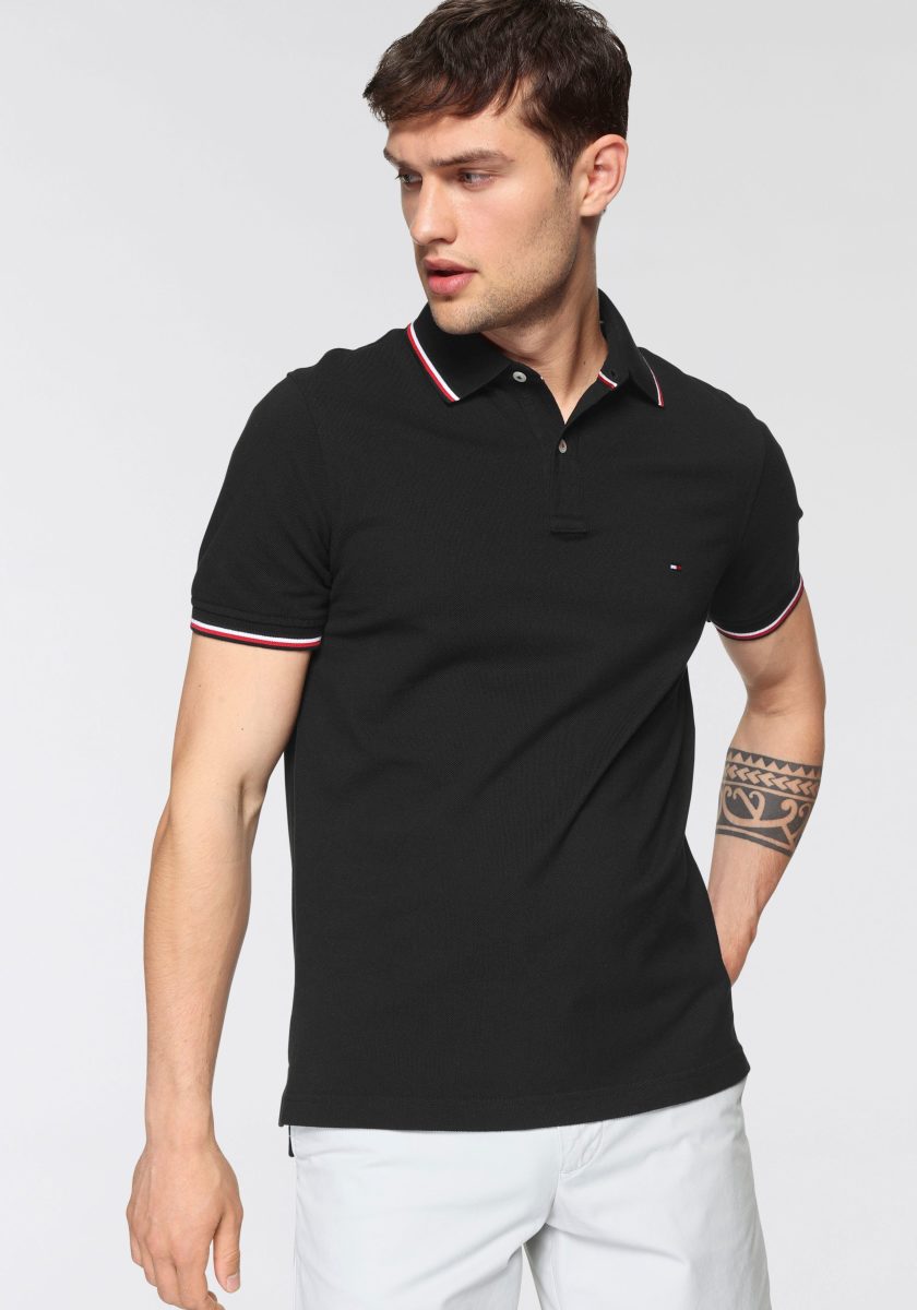 Tommy hilfiger slim fit shirt van biologisch katoen zwart