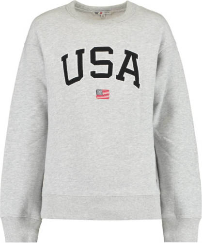 America Today Junior sweater Soel met tekst mid grey melange